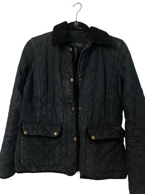 Ralph Lauren Quilted Black Women's Jacket with Corduroy Collar
